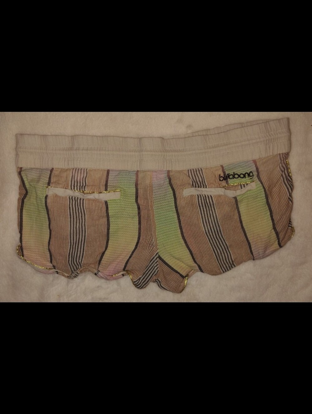 Billabong Girls' Pastel Striped Scallop Hem Shorts